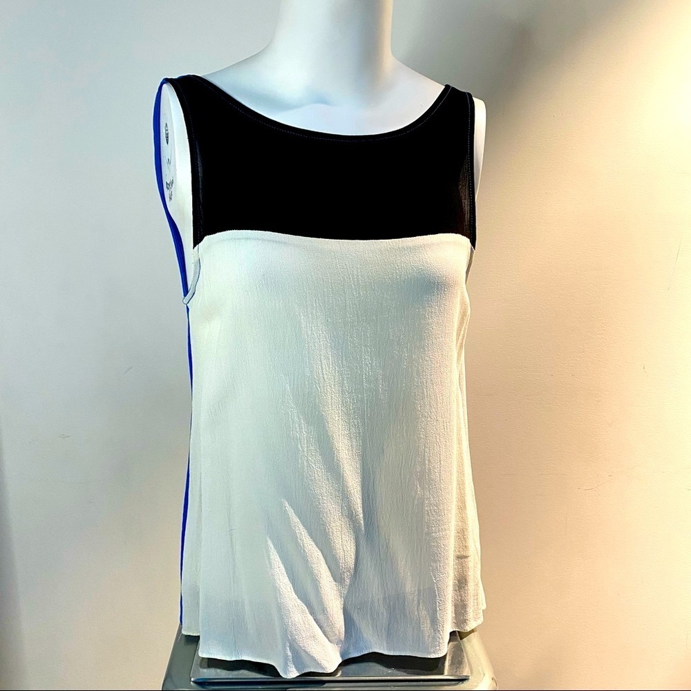AQUA Modern Colorblock Sheer Rayon Tank top Size M - Picture 3 of 6